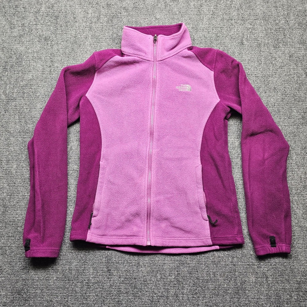 The North Face Womens Full Zip Fleece Jacket Purple Pink M Mock Neck Midweight